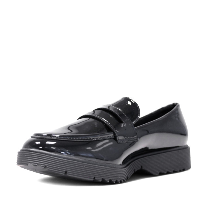 Zapatos planos negros efecto charol de corte clásico sin cordones - Querol online