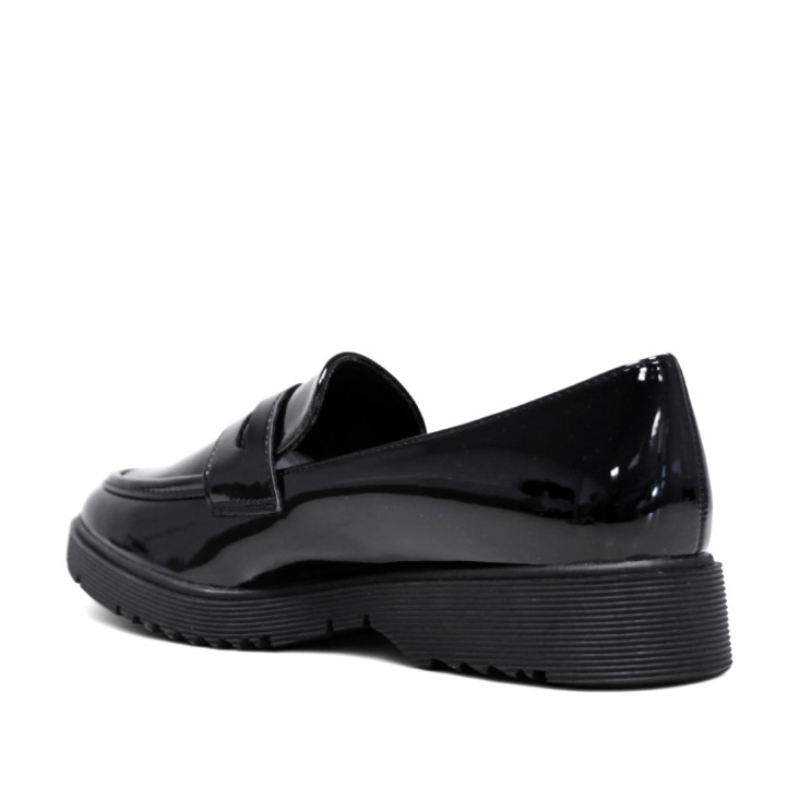 Zapatos planos negros efecto charol de corte clásico sin cordones - Querol online