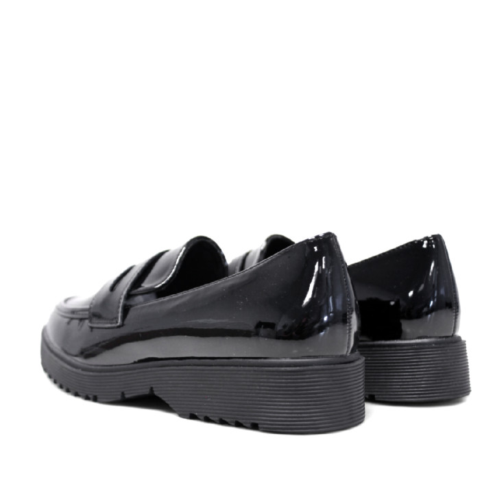 Zapatos planos negros efecto charol de corte clásico sin cordones - Querol online