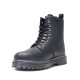 Botines planos negros estilo militar con cierrre con cordón y cremallera - Querol online