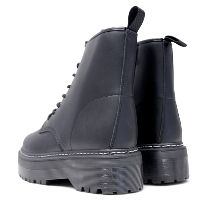 Botines plataforma negros de estilo militar con plataforma tirador trasero y cremallera - Querol online