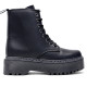Botines plataforma negros de estilo militar con plataforma tirador trasero y cremallera - Querol online