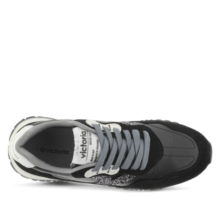 Zapatillas urban Victoria viento metal y glitter negras - Querol online