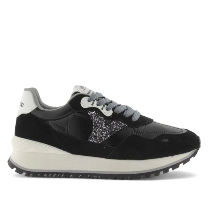 Zapatillas urban Victoria viento metal y glitter negras - Querol online