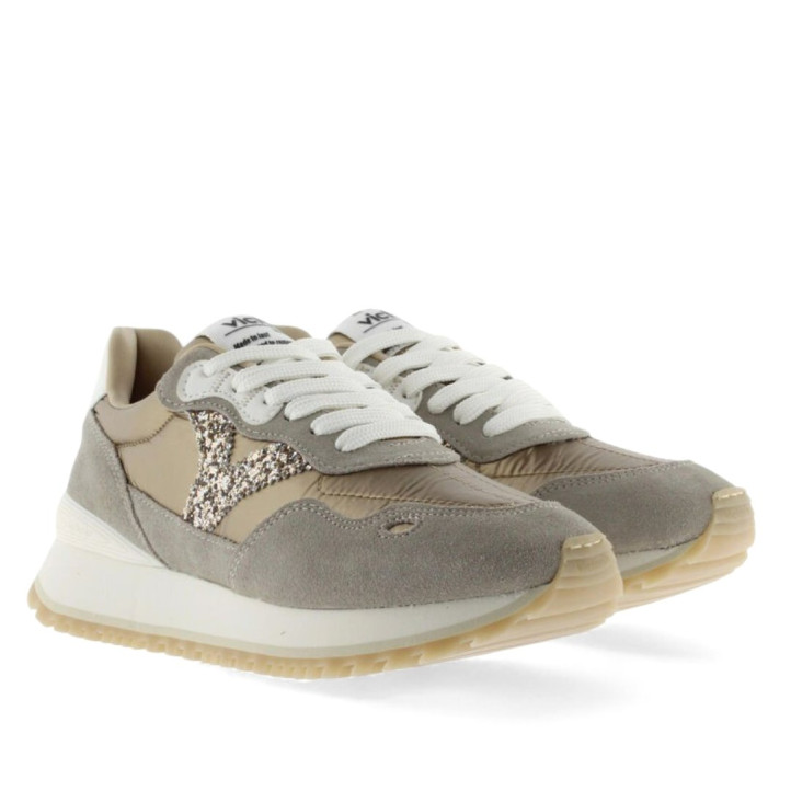 Zapatillas urban Victoria viento metal y glitter platino - Querol online
