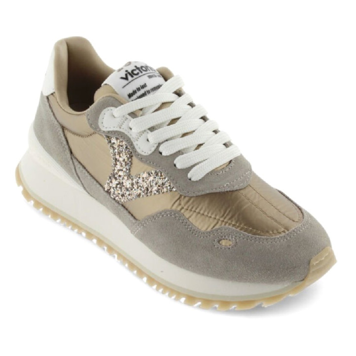 Zapatillas urban Victoria viento metal y glitter platino - Querol online