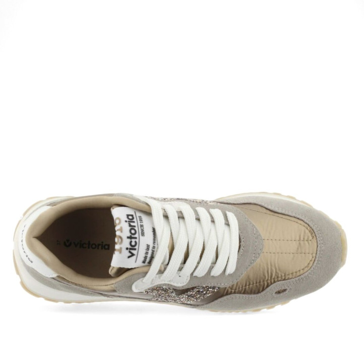 Zapatillas urban Victoria viento metal y glitter platino - Querol online