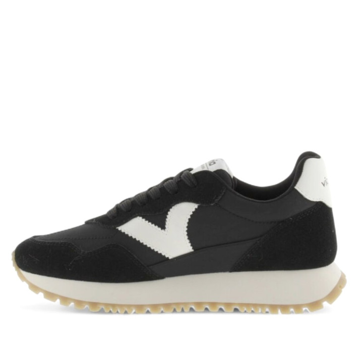 Zapatillas urban Victoria viento nylon y serraje blanca y negra - Querol online