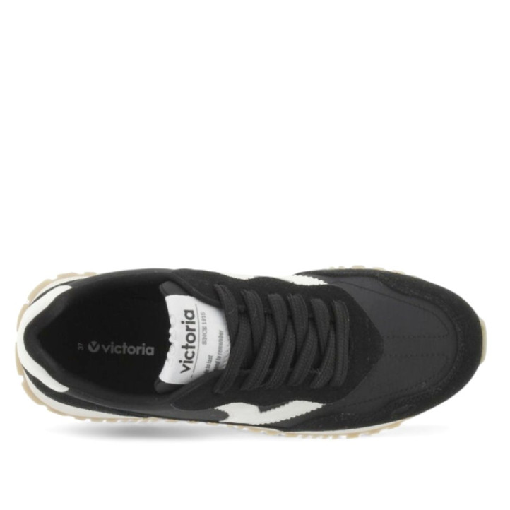 Zapatillas urban Victoria viento nylon y serraje blanca y negra - Querol online