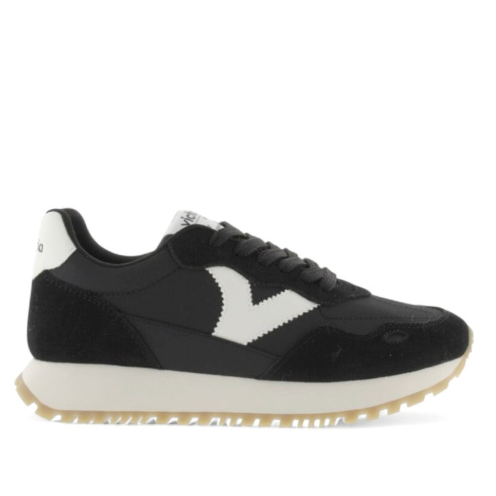 Zapatillas urban Victoria viento nylon y serraje blanca y negra - Querol online