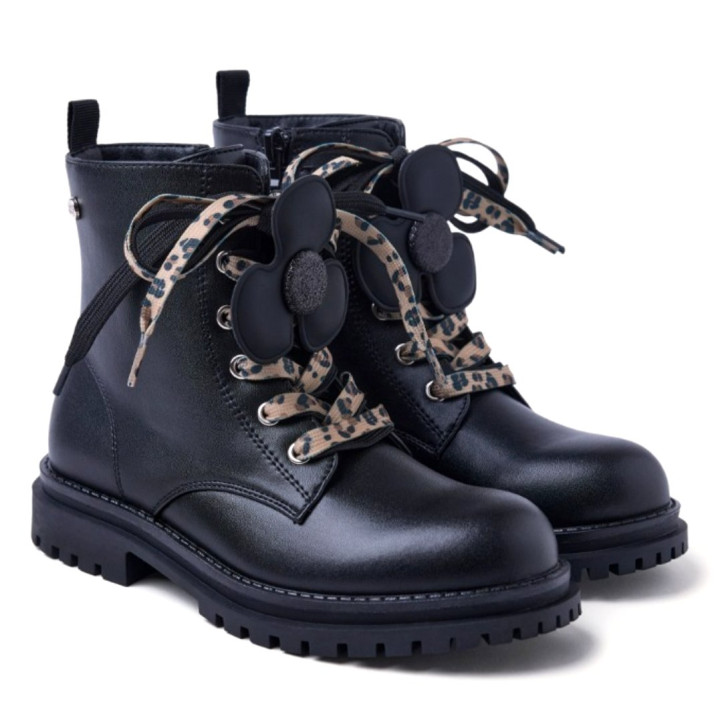 Botins Gioseppo miulliken negres amb flor de possar i treure i animal print - Querol online