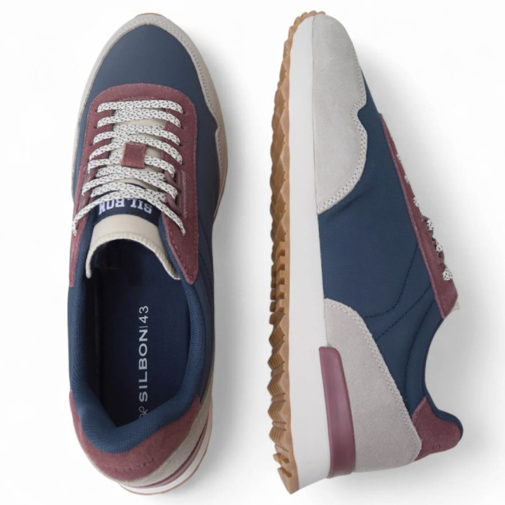 Zapatillas deportivas Silbon running relax multicolor marina con detalles granates - Querol online