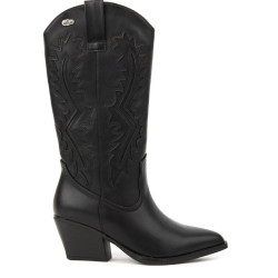 Botas tacón BB Up negras estilo cowboy con relieve en la caña