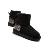Botines Mustang sky negros estilo australianas con panel de animal print y lazo
