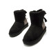 Botines Mustang sky negros estilo australianas con panel de animal print y lazo - Querol online