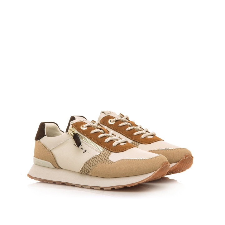 Zapatillas urban Mustang joggo classic en tonos tierra con cremallera lateral - Querol online