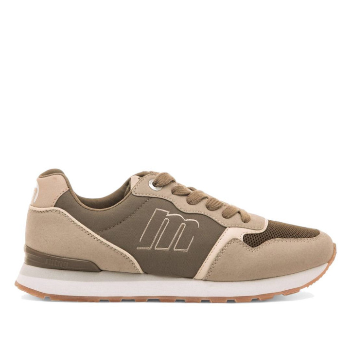 Zapatillas urban Mustang joggo classic kaki con detalles en tonos neutros - Querol online