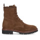 Botines planos Alpe militare marrones de piel con cremallera lateral y cordones - Querol online