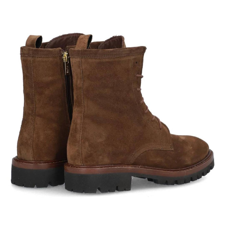 Botins plans Alpe militare marrons de pell amb cremallera lateral i cordons - Querol online