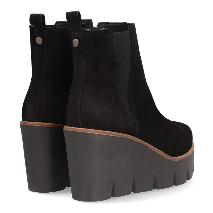 Botines tacón Alpe sasha negras de piel con cuña - Querol online