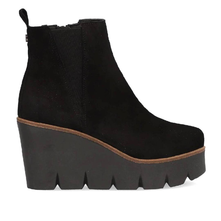 Botines tacón Alpe sasha negras de piel con cuña - Querol online