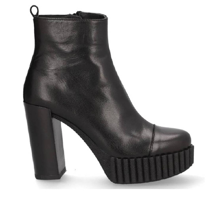 Botins de taló Alpe andrea negres de pell amb platadorma i taló alt - Querol online