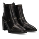 Botines tacón Alpe candem negros de piel con tachuelas - Querol online