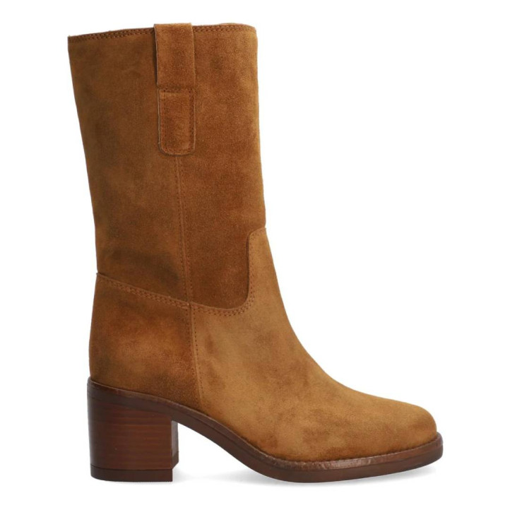 Botas tacón Alpe dakota marrones de piel con tirador lateral - Querol online