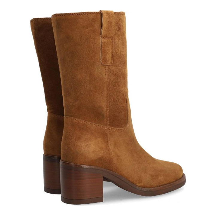 Botas tacón Alpe dakota marrones de piel con tirador lateral - Querol online