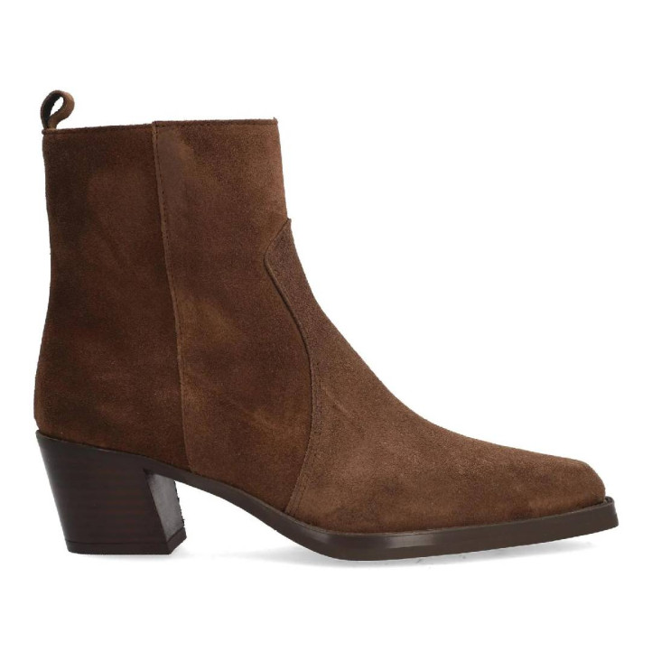 Botines tacón Alpe brooklyn marrón chocolate de piel estilo cowboy - Querol online