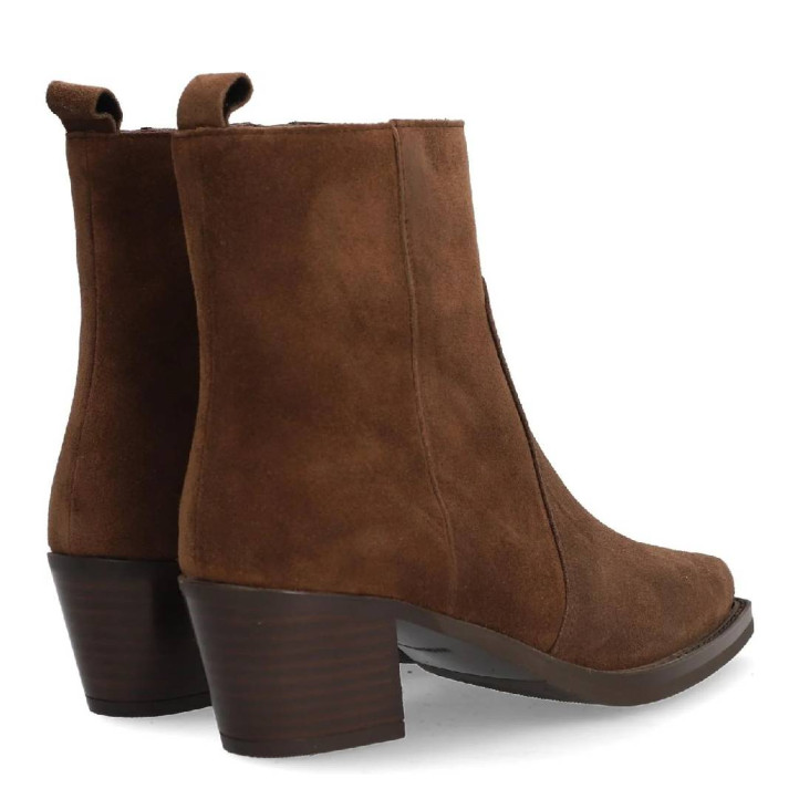 Botines tacón Alpe brooklyn marrón chocolate de piel estilo cowboy - Querol online