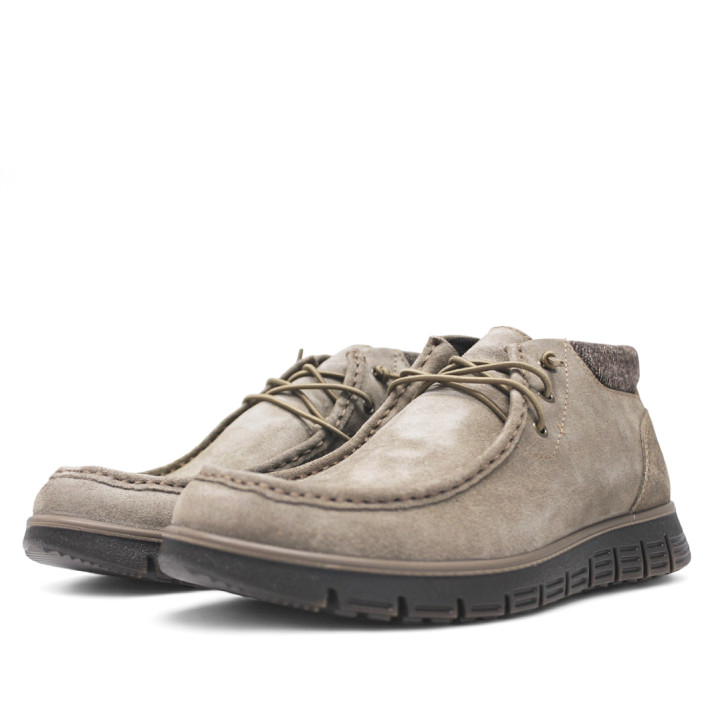 Botins Imac marrons de camussa amb panell textil posterior i sola en contrast - Querol online