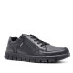 Zapatos sport Imac negros de piel con cordones y cremallera lateral con suela dentada - Querol online