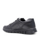 Zapatos sport Imac negros de piel con cordones y cremallera lateral con suela dentada - Querol online