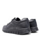 Zapatos sport Imac negros de piel con cordones y cremallera lateral con suela dentada - Querol online