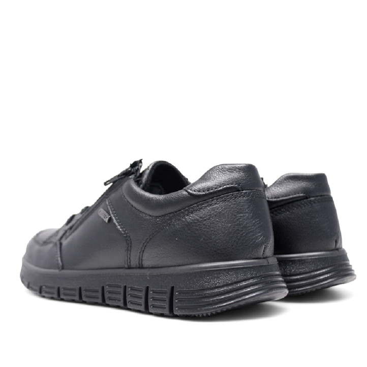 Sabates sport Imac negres de pell amb cordons i cremallera lateral amb sola dentada - Querol online