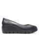 Zapatos cuña Imac negros de piel de estilo clásico con cuña - Querol online