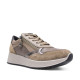 Zapatillas urban Imac taupe de piel con paneles plateados y cremallera lateral - Querol online