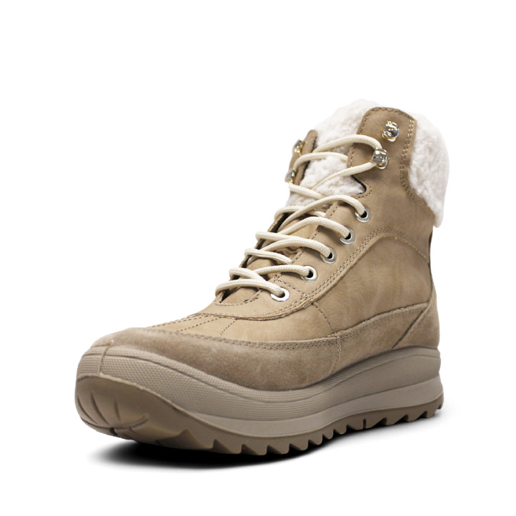 Botins plans Imac marrons de camussa amb borreguet a la part superior - Querol online
