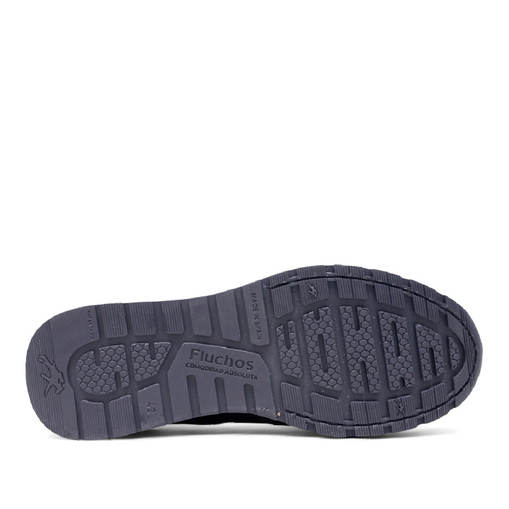 Zapatos sport Fluchos louise negros de piel con cordones y cremallera lateral - Querol online