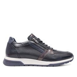 Zapatos sport Fluchos louise negros de piel con cordones y cremallera lateral - Querol online
