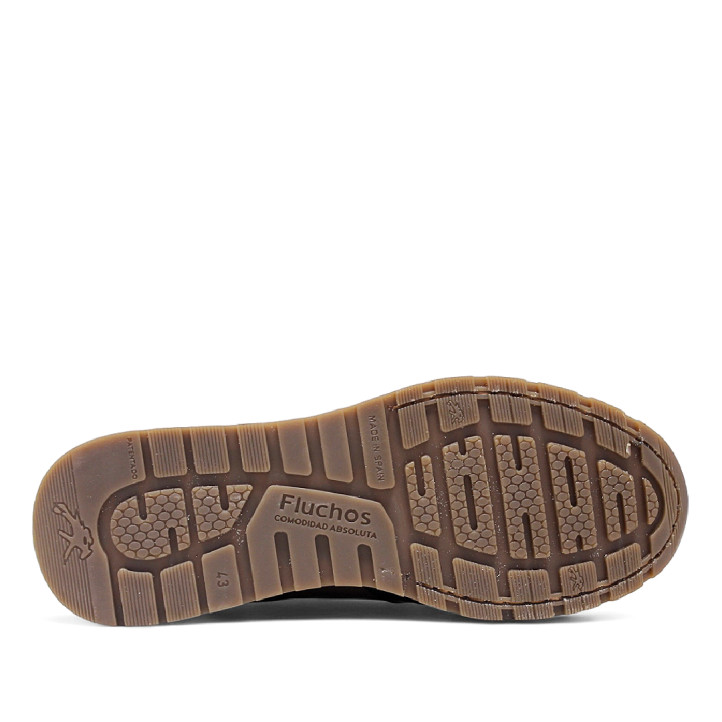 Zapatos sport Fluchos louise marrones de piel con cordones y cremallera lateral - Querol online