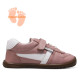 Zapatillas deporte Pirufin rosas y blancas de piel con cordones elásticos y velcro respetuosas - Querol online