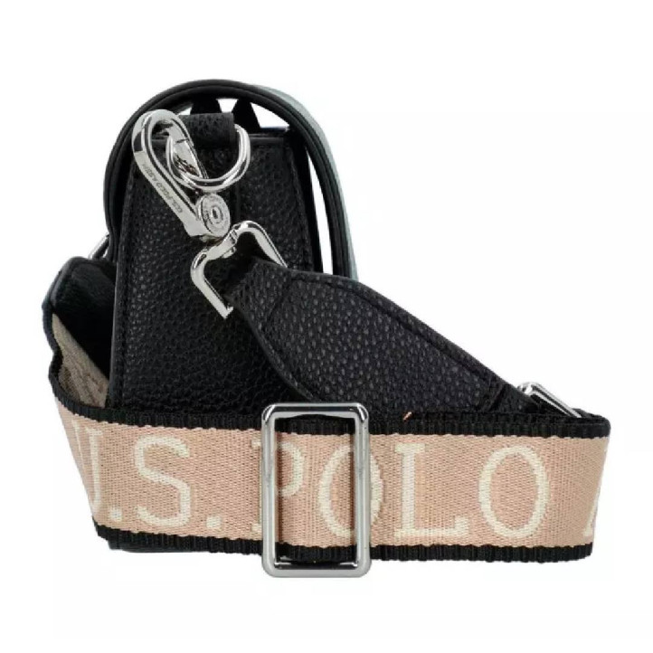 Bolso U.S. POLO ASSN. mansion flap black con doble correa - Querol online