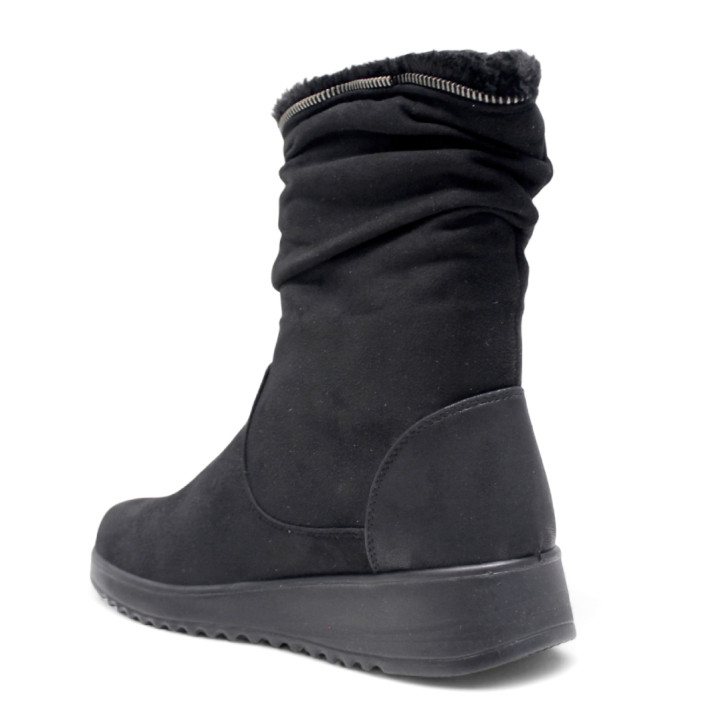 Botins plans Amarpies negres amb pel interior i cremallera decorativa - Querol online