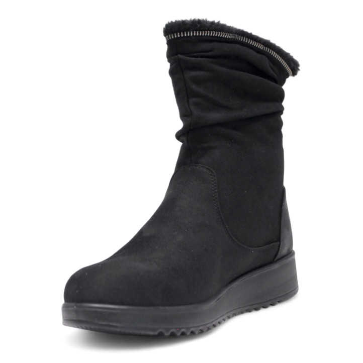 Botins plans Amarpies negres amb pel interior i cremallera decorativa - Querol online