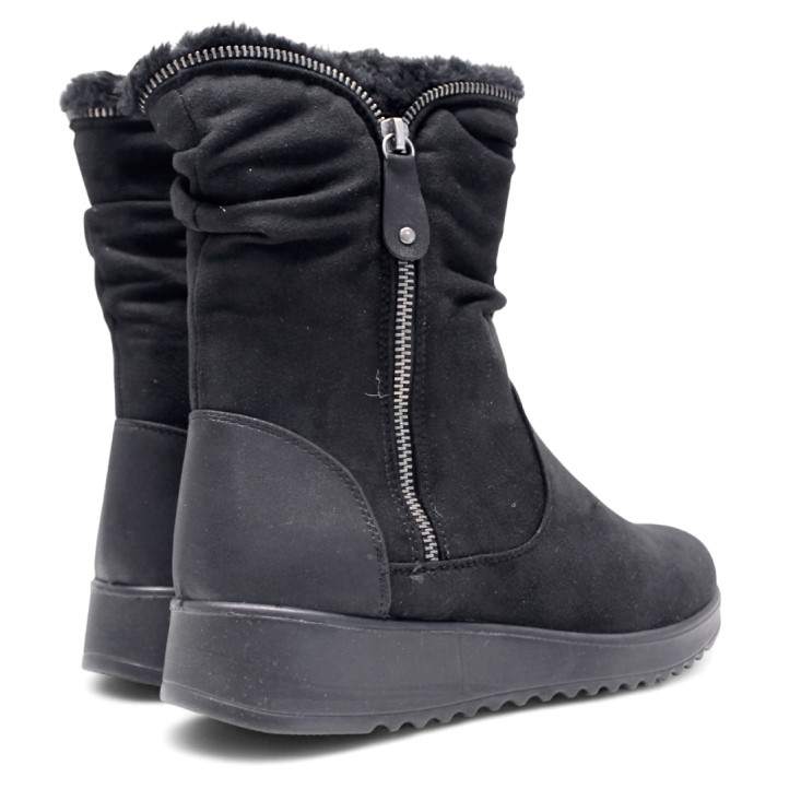 Botins plans Amarpies negres amb pel interior i cremallera decorativa - Querol online