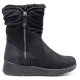 Botines planos Amarpies negros con pelo interior y cremallera decorativa - Querol online