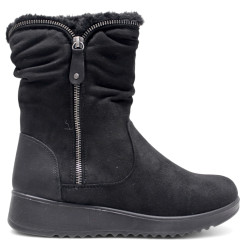 Botins plans Amarpies negres amb pel interior i cremallera decorativa