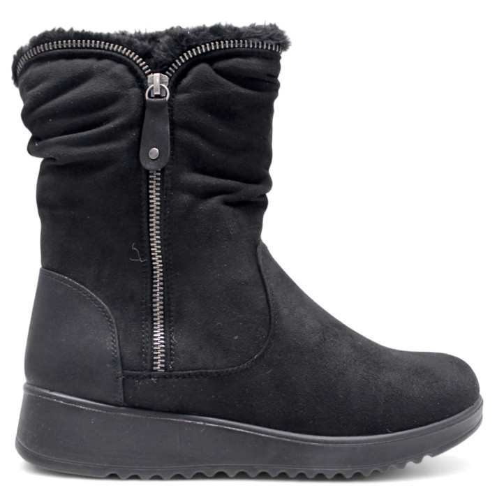 Botins plans Amarpies negres amb pel interior i cremallera decorativa - Querol online